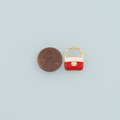 Gold Bag Charms,18K Gold Filled Handbag Pendant,Enamel Handbag Charm Bracelet Necklace for DIY Jewelry Making Supply