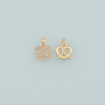 Gold Food Charms,18K Gold Filled Bread Pendant,CZ Micro Pave Bread Charm Bracelet Necklace for DIY Jewelry Making Supply