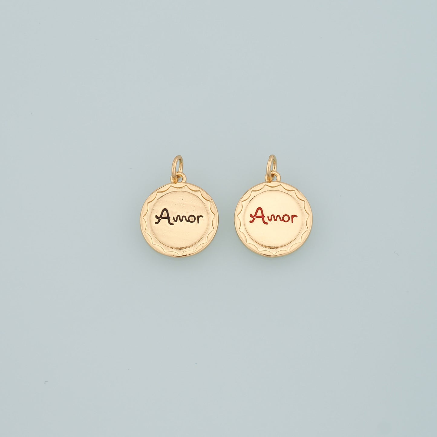 18K Gold Filled Amor Pendant,Enamel Amor Charm Bracelet Necklace for DIY Jewelry Making Supply