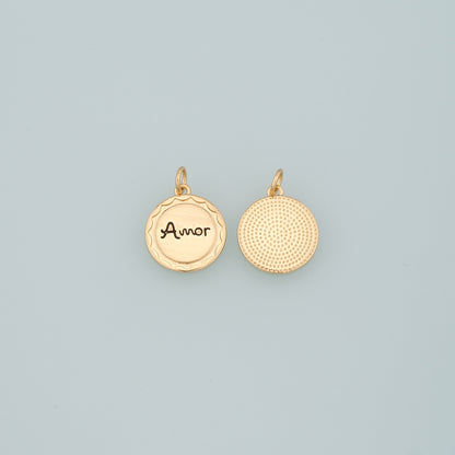 18K Gold Filled Amor Pendant,Enamel Amor Charm Bracelet Necklace for DIY Jewelry Making Supply