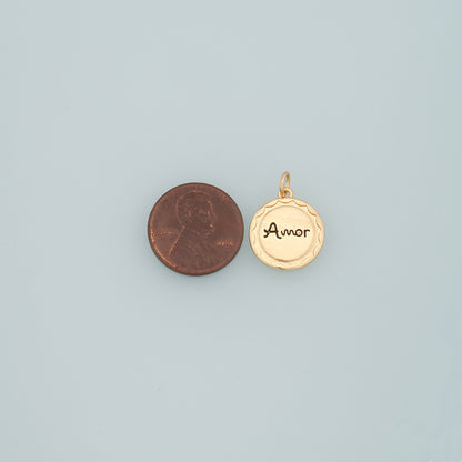 18K Gold Filled Amor Pendant,Enamel Amor Charm Bracelet Necklace for DIY Jewelry Making Supply
