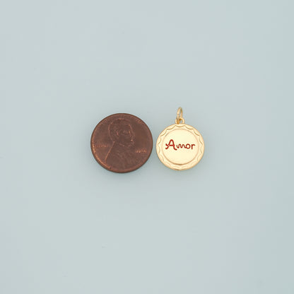 18K Gold Filled Amor Pendant,Enamel Amor Charm Bracelet Necklace for DIY Jewelry Making Supply