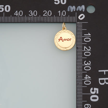 18K Gold Filled Amor Pendant,Enamel Amor Charm Bracelet Necklace for DIY Jewelry Making Supply
