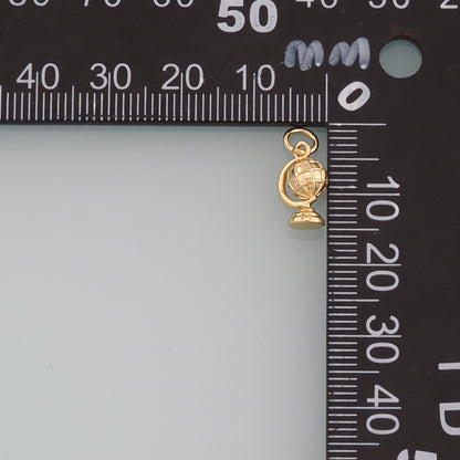 18K Gold Filled Globe Pendant,Dainty Globe Charm Bracelet Necklace for DIY Jewelry Making Supply