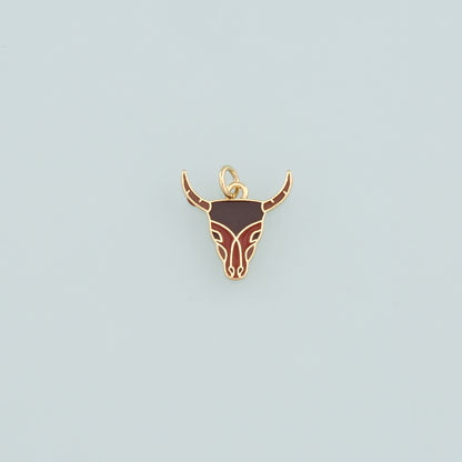 Gold Ox Charms,18K Gold Filled Bull Head Pendant,Enamel Bull Charm Bracelet Necklace for DIY Jewelry Making Supply