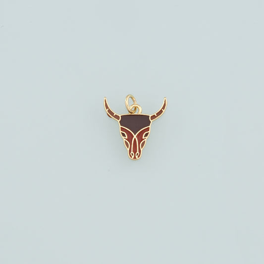 Gold Ox Charms,18K Gold Filled Bull Head Pendant,Enamel Bull Charm Bracelet Necklace for DIY Jewelry Making Supply
