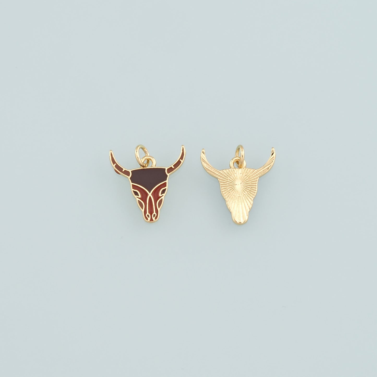 Gold Ox Charms,18K Gold Filled Bull Head Pendant,Enamel Bull Charm Bracelet Necklace for DIY Jewelry Making Supply