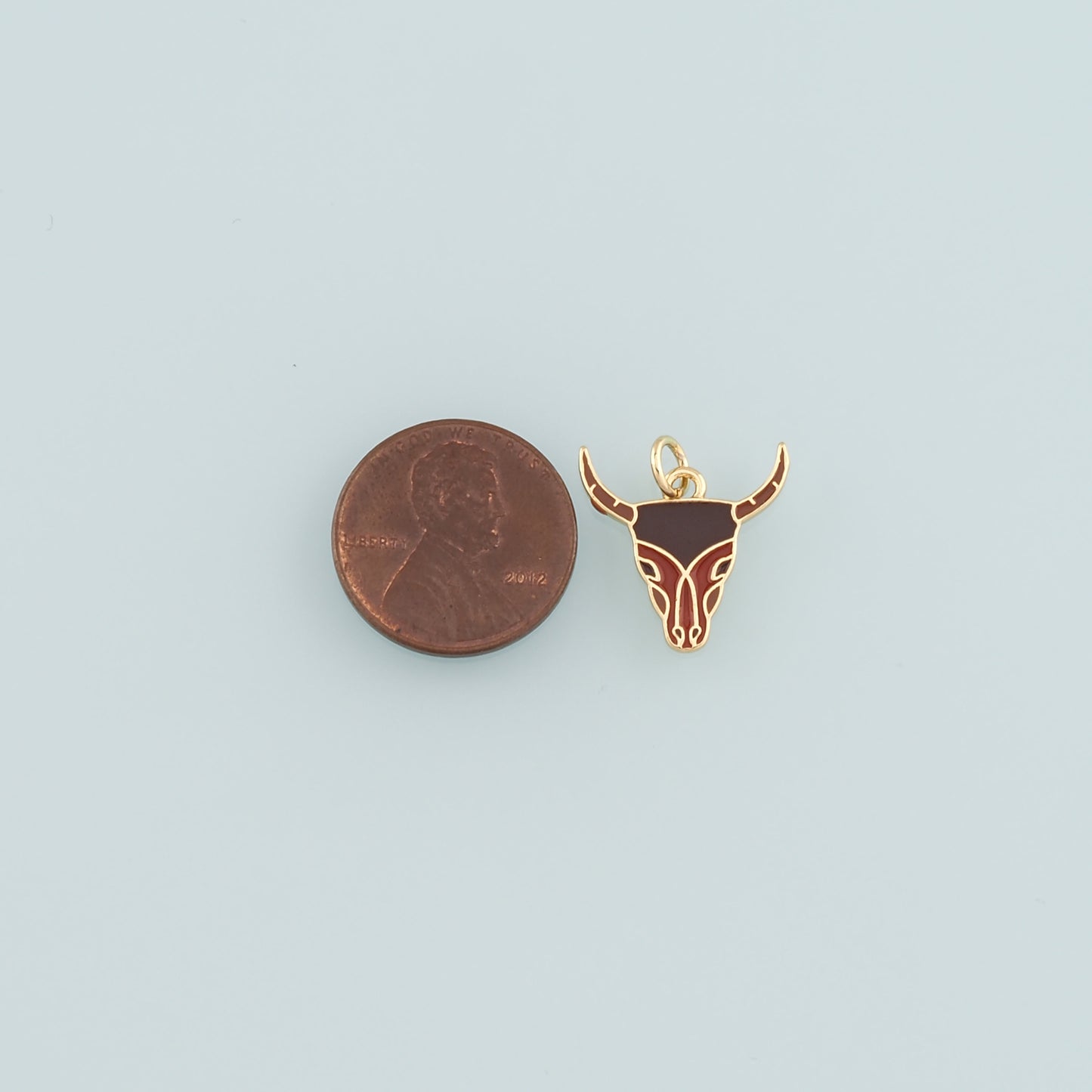 Gold Ox Charms,18K Gold Filled Bull Head Pendant,Enamel Bull Charm Bracelet Necklace for DIY Jewelry Making Supply
