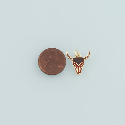 Gold Ox Charms,18K Gold Filled Bull Head Pendant,Enamel Bull Charm Bracelet Necklace for DIY Jewelry Making Supply