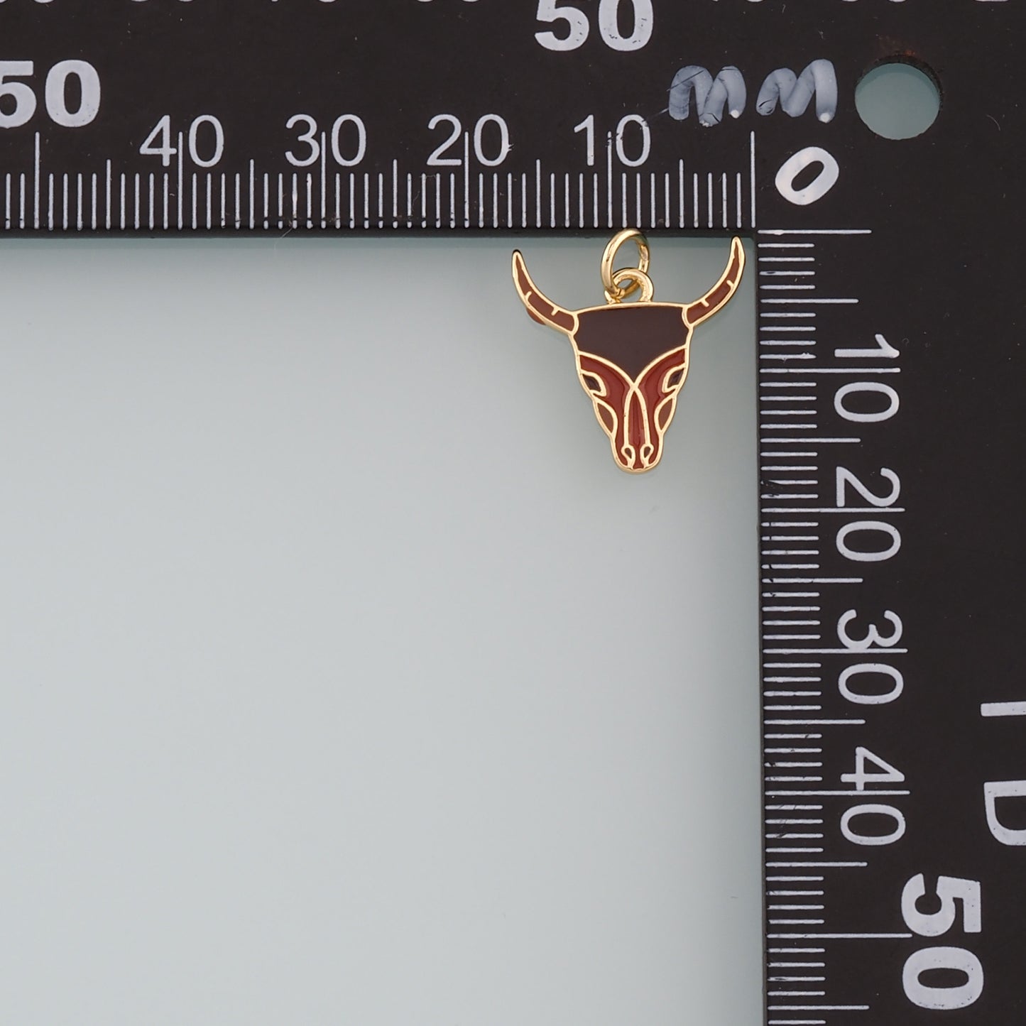Gold Ox Charms,18K Gold Filled Bull Head Pendant,Enamel Bull Charm Bracelet Necklace for DIY Jewelry Making Supply