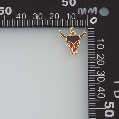 Gold Ox Charms,18K Gold Filled Bull Head Pendant,Enamel Bull Charm Bracelet Necklace for DIY Jewelry Making Supply