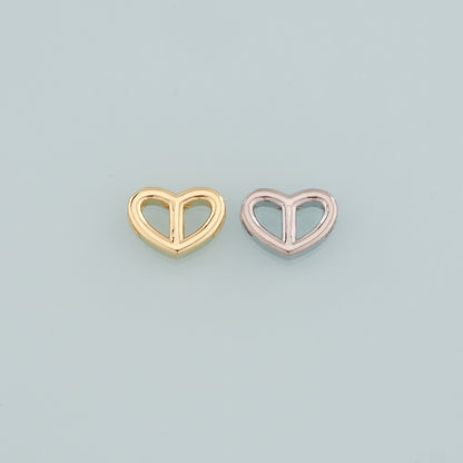 18K Gold Filled Heart Spacer Bead,Heart Charm Bracelet Necklace for DIY Jewelry Making Supply