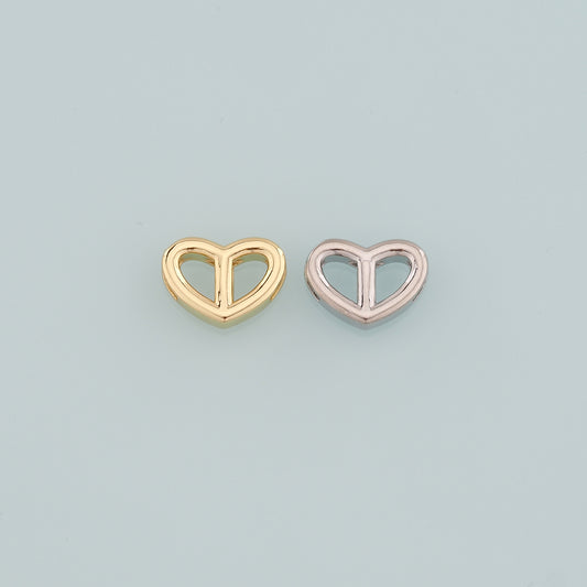 18K Gold Filled Heart Spacer Bead,Heart Charm Bracelet Necklace for DIY Jewelry Making Supply