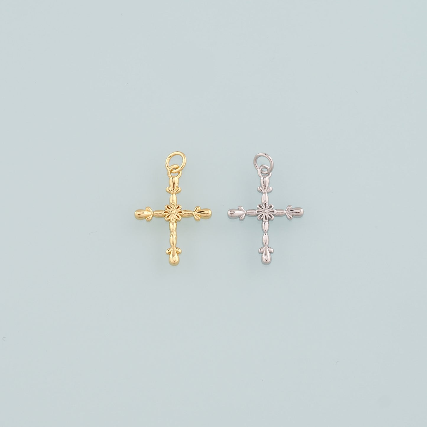 Gold Cross Charms,18K Gold Filled Cross Pendant,Religion Charm Bracelet Necklace for DIY Jewelry Making Supply