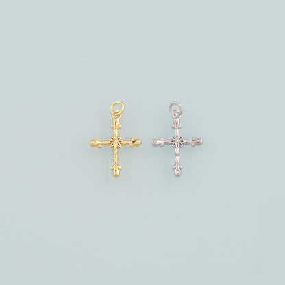 Gold Cross Charms,18K Gold Filled Cross Pendant,Religion Charm Bracelet Necklace for DIY Jewelry Making Supply