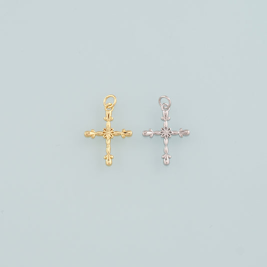 Gold Cross Charms,18K Gold Filled Cross Pendant,Religion Charm Bracelet Necklace for DIY Jewelry Making Supply