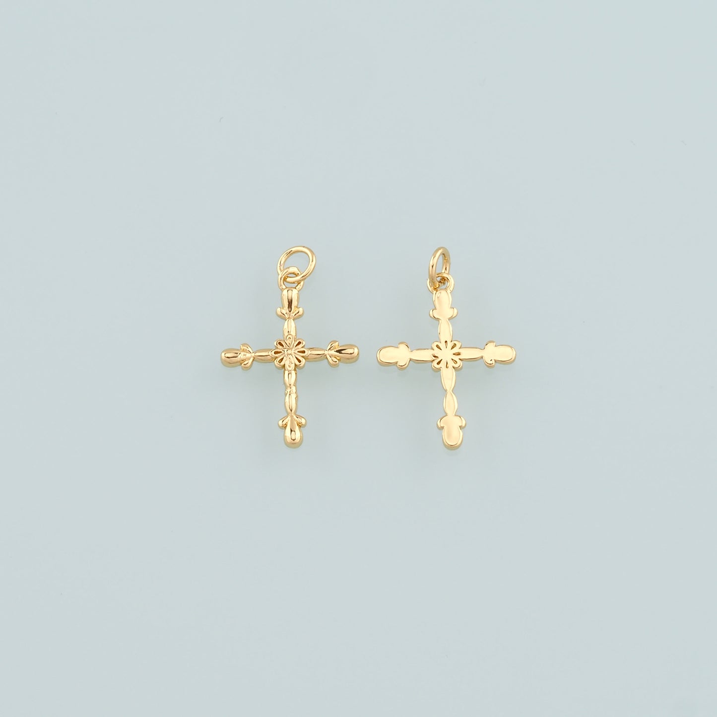 Gold Cross Charms,18K Gold Filled Cross Pendant,Religion Charm Bracelet Necklace for DIY Jewelry Making Supply