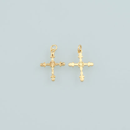 Gold Cross Charms,18K Gold Filled Cross Pendant,Religion Charm Bracelet Necklace for DIY Jewelry Making Supply