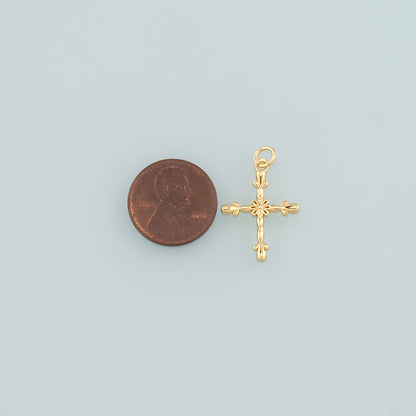 Gold Cross Charms,18K Gold Filled Cross Pendant,Religion Charm Bracelet Necklace for DIY Jewelry Making Supply