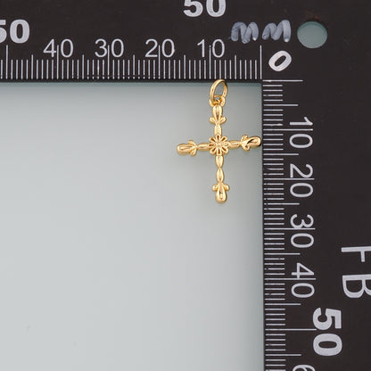 Gold Cross Charms,18K Gold Filled Cross Pendant,Religion Charm Bracelet Necklace for DIY Jewelry Making Supply