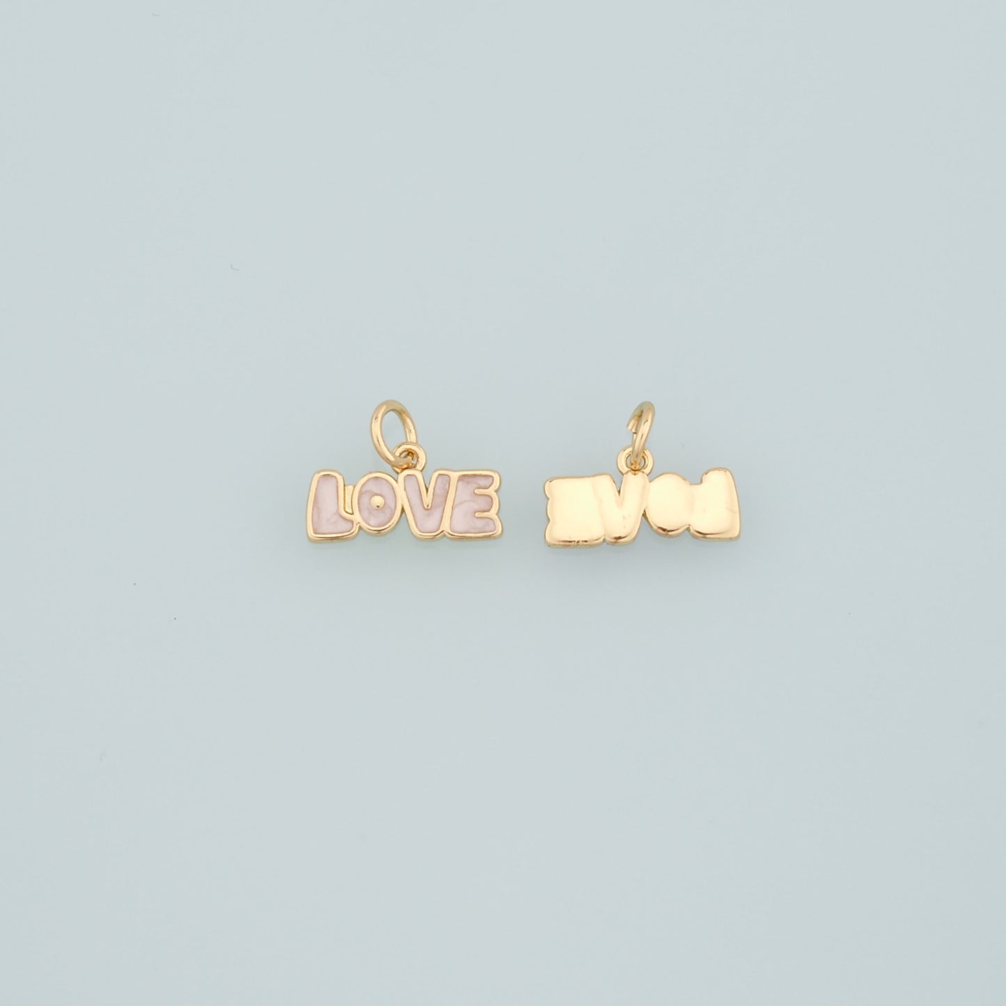18K Gold Filled Love Pendant,Enamel Love Charm Bracelet Necklace for DIY Jewelry Making Supply