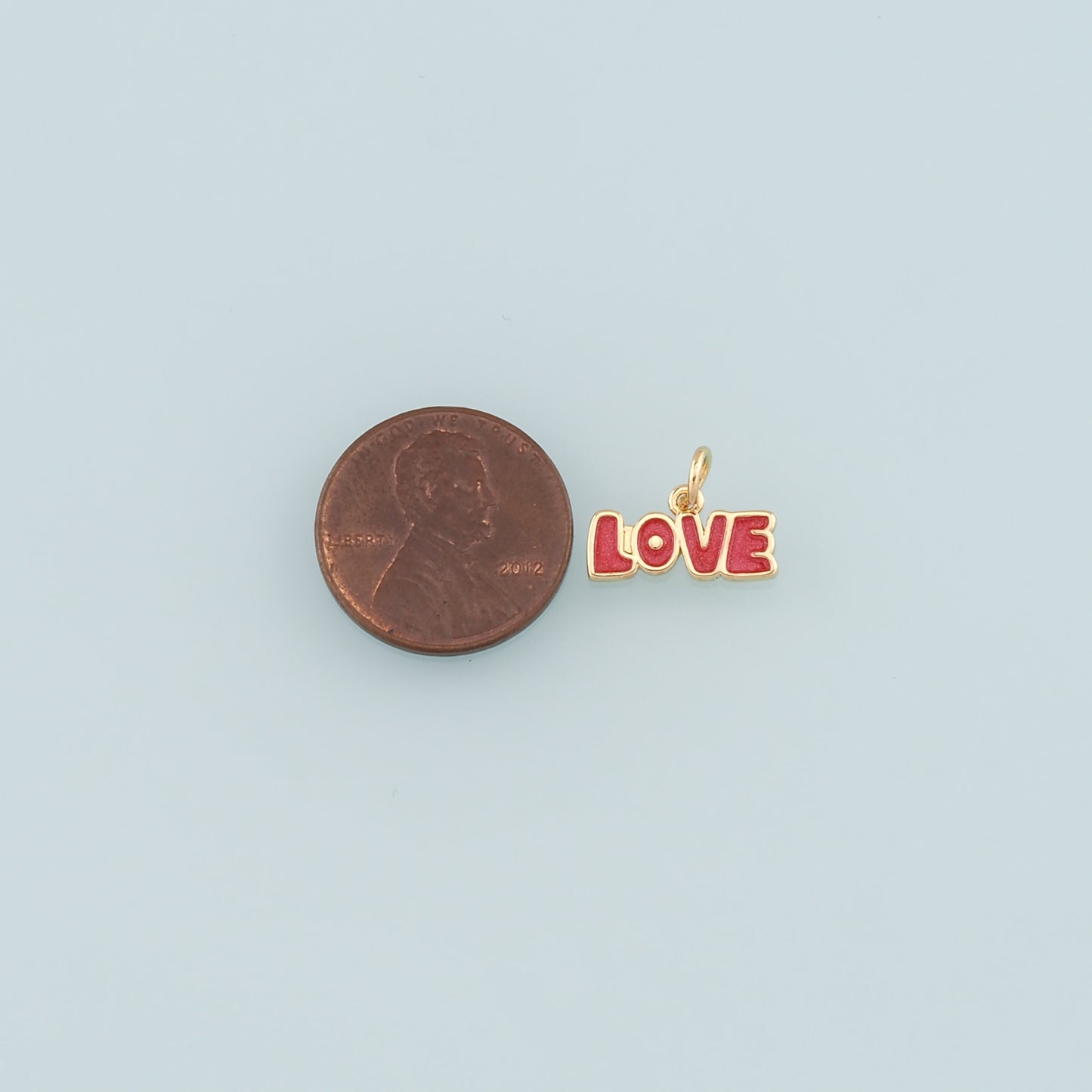 18K Gold Filled Love Pendant,Enamel Love Charm Bracelet Necklace for DIY Jewelry Making Supply