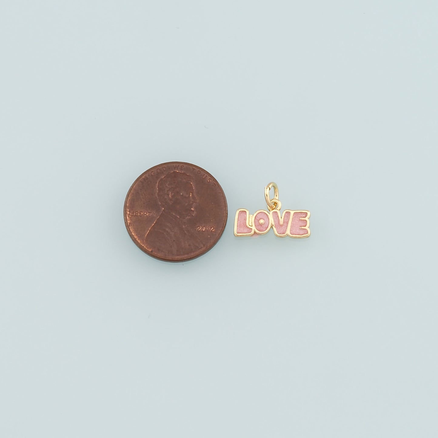 18K Gold Filled Love Pendant,Enamel Love Charm Bracelet Necklace for DIY Jewelry Making Supply