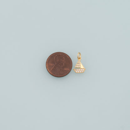 Gold Boat Charms,18K Gold Filled Sailboat Pendant,CZ Micro Pave Navigation Charm Bracelet Necklace for DIY Jewelry Making Supply