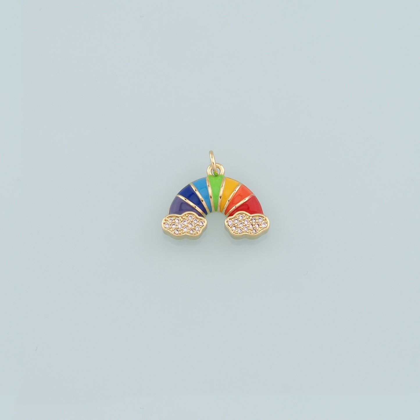 Gold Rainbow Charms,18K Gold Filled Rainbow Pendant,Enamel Clouds Charm Bracelet Necklace for DIY Jewelry Making Supply