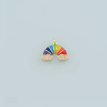 Gold Rainbow Charms,18K Gold Filled Rainbow Pendant,Enamel Clouds Charm Bracelet Necklace for DIY Jewelry Making Supply