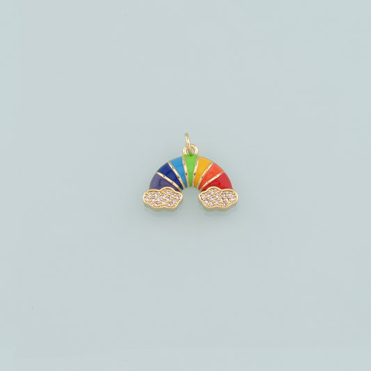 Gold Rainbow Charms,18K Gold Filled Rainbow Pendant,Enamel Clouds Charm Bracelet Necklace for DIY Jewelry Making Supply