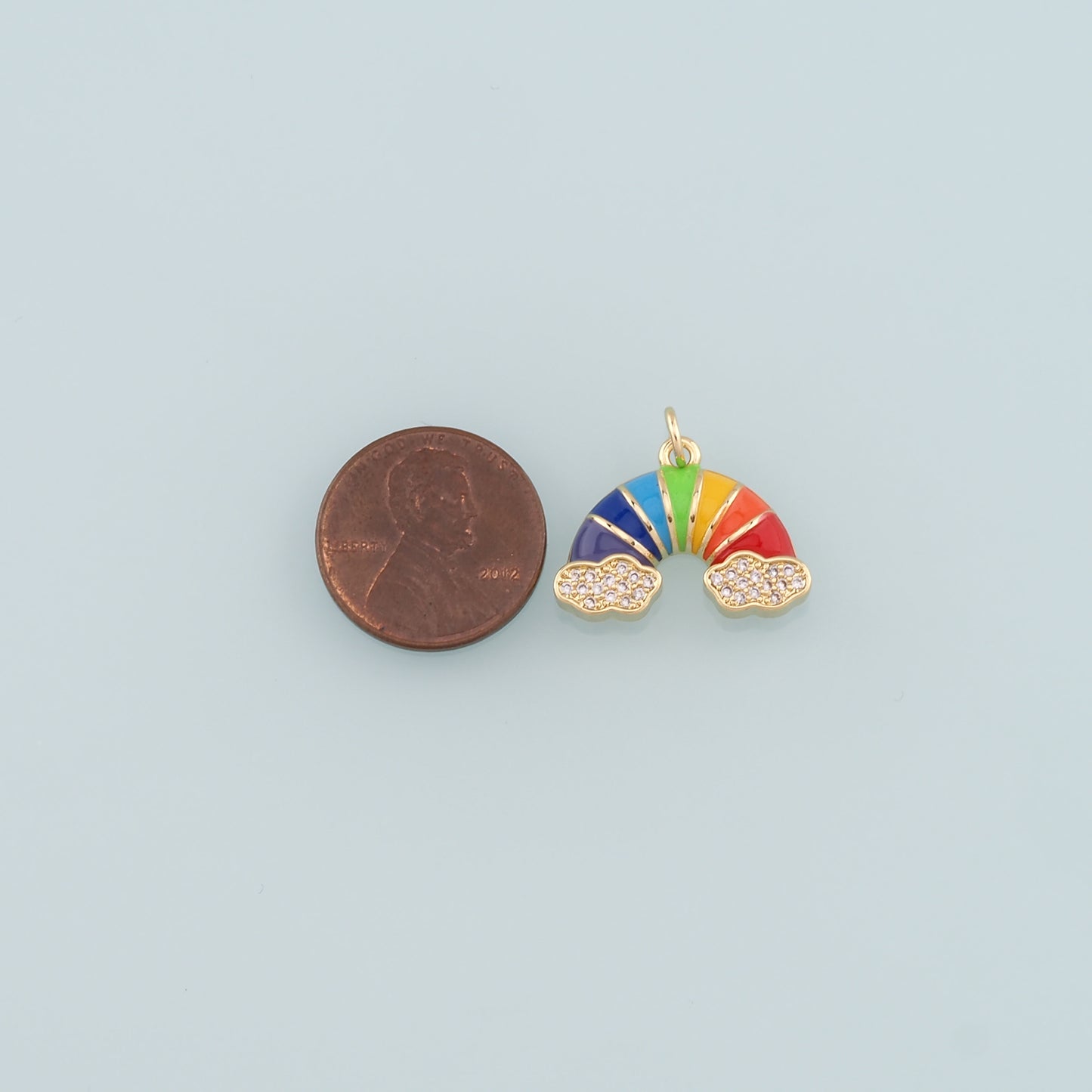 Gold Rainbow Charms,18K Gold Filled Rainbow Pendant,Enamel Clouds Charm Bracelet Necklace for DIY Jewelry Making Supply