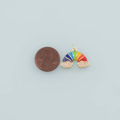 Gold Rainbow Charms,18K Gold Filled Rainbow Pendant,Enamel Clouds Charm Bracelet Necklace for DIY Jewelry Making Supply