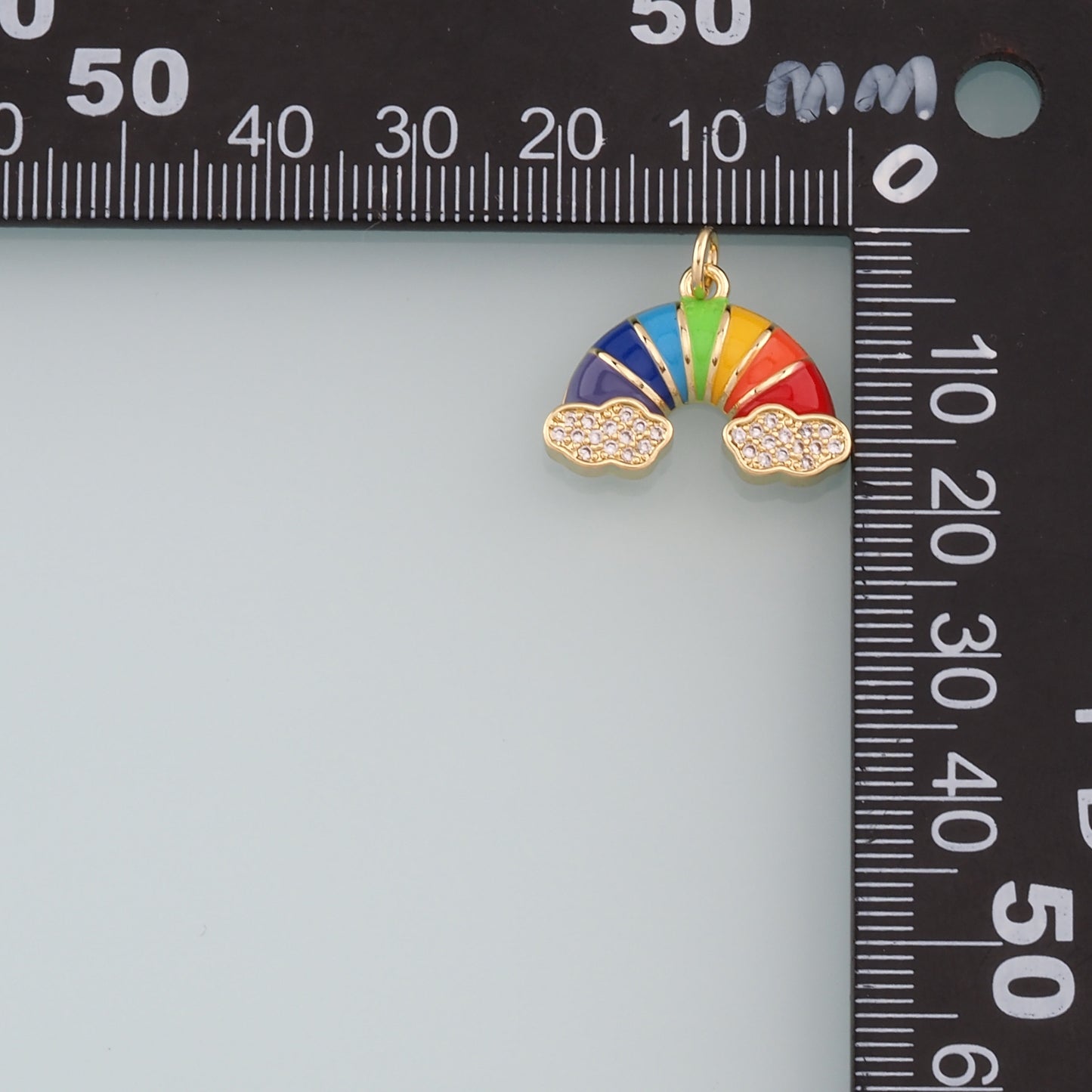 Gold Rainbow Charms,18K Gold Filled Rainbow Pendant,Enamel Clouds Charm Bracelet Necklace for DIY Jewelry Making Supply
