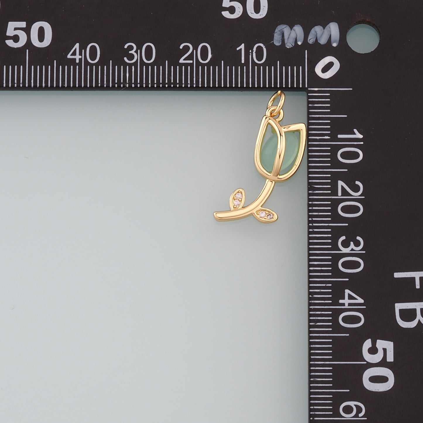 18K Gold Filled Tulip Pendant,CZ Micro Pave Flower Charm Bracelet Necklace for DIY Jewelry Making Supply