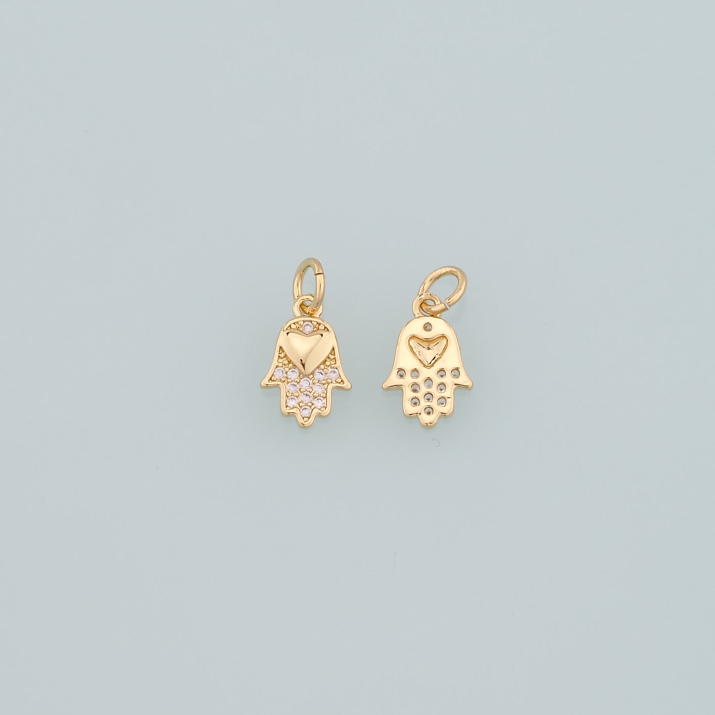 18K Gold Filled Hamsa Pendant,CZ Micro Pave Hamsa Charm Necklace for DIY Jewelry Making Supply