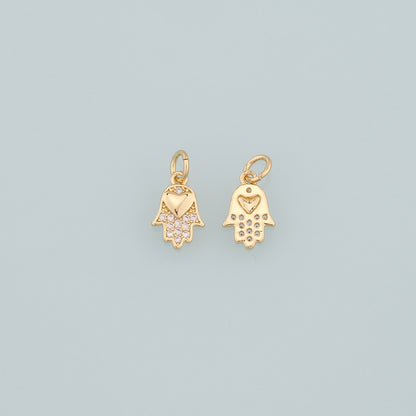 18K Gold Filled Hamsa Pendant,CZ Micro Pave Hamsa Charm Necklace for DIY Jewelry Making Supply