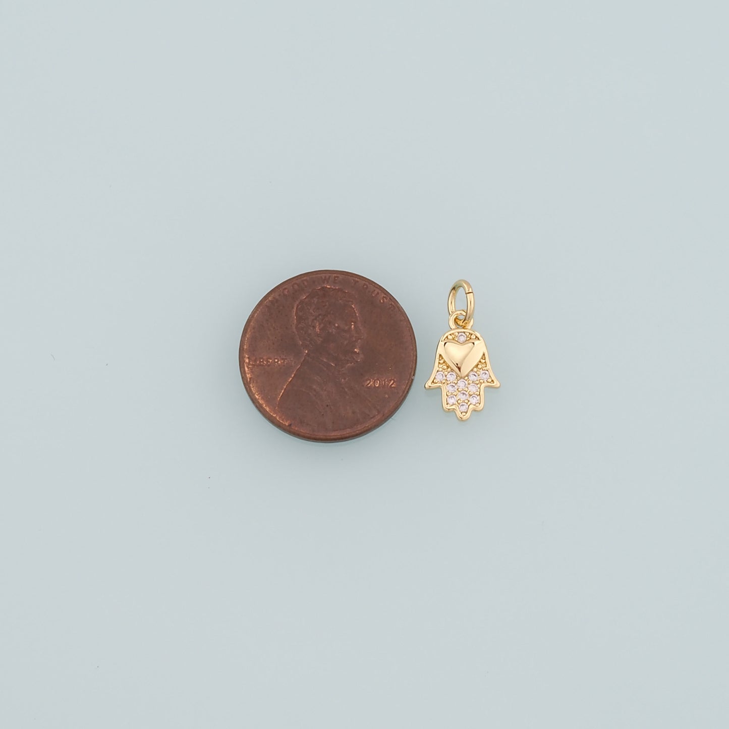 18K Gold Filled Hamsa Pendant,CZ Micro Pave Hamsa Charm Necklace for DIY Jewelry Making Supply