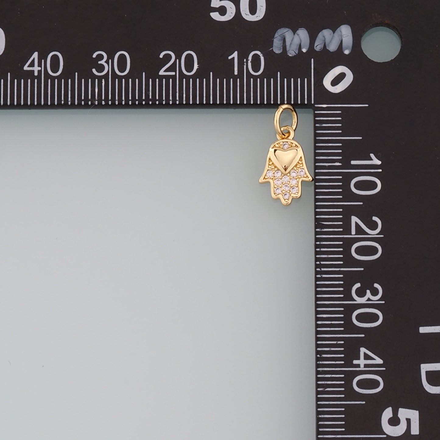 18K Gold Filled Hamsa Pendant,CZ Micro Pave Hamsa Charm Necklace for DIY Jewelry Making Supply