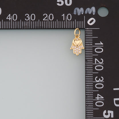18K Gold Filled Hamsa Pendant,CZ Micro Pave Hamsa Charm Necklace for DIY Jewelry Making Supply