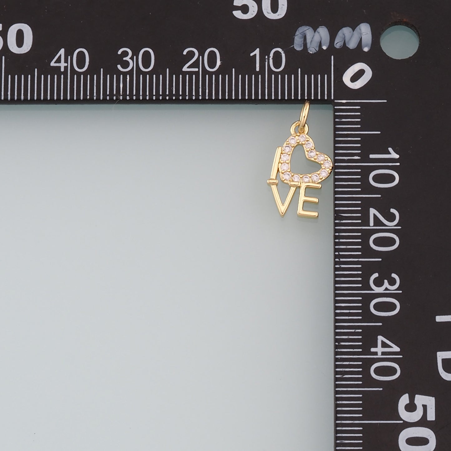 18K Gold Filled Love Pendant,CZ Micro Pave Love Charm Bracelet Necklace for DIY Jewelry Making Supply