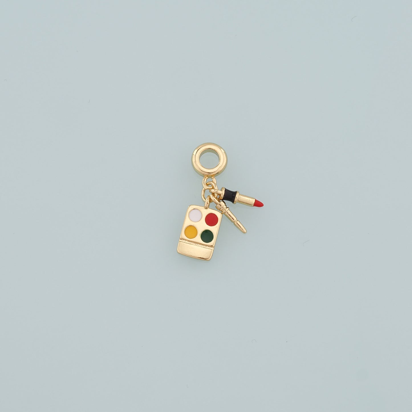 Gold Makeup Charms,18K Gold Filled Makeup Box Pendant,Enamel Lipstick Charm Bracelet Necklace for DIY Jewelry Making Supply