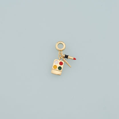 Gold Makeup Charms,18K Gold Filled Makeup Box Pendant,Enamel Lipstick Charm Bracelet Necklace for DIY Jewelry Making Supply