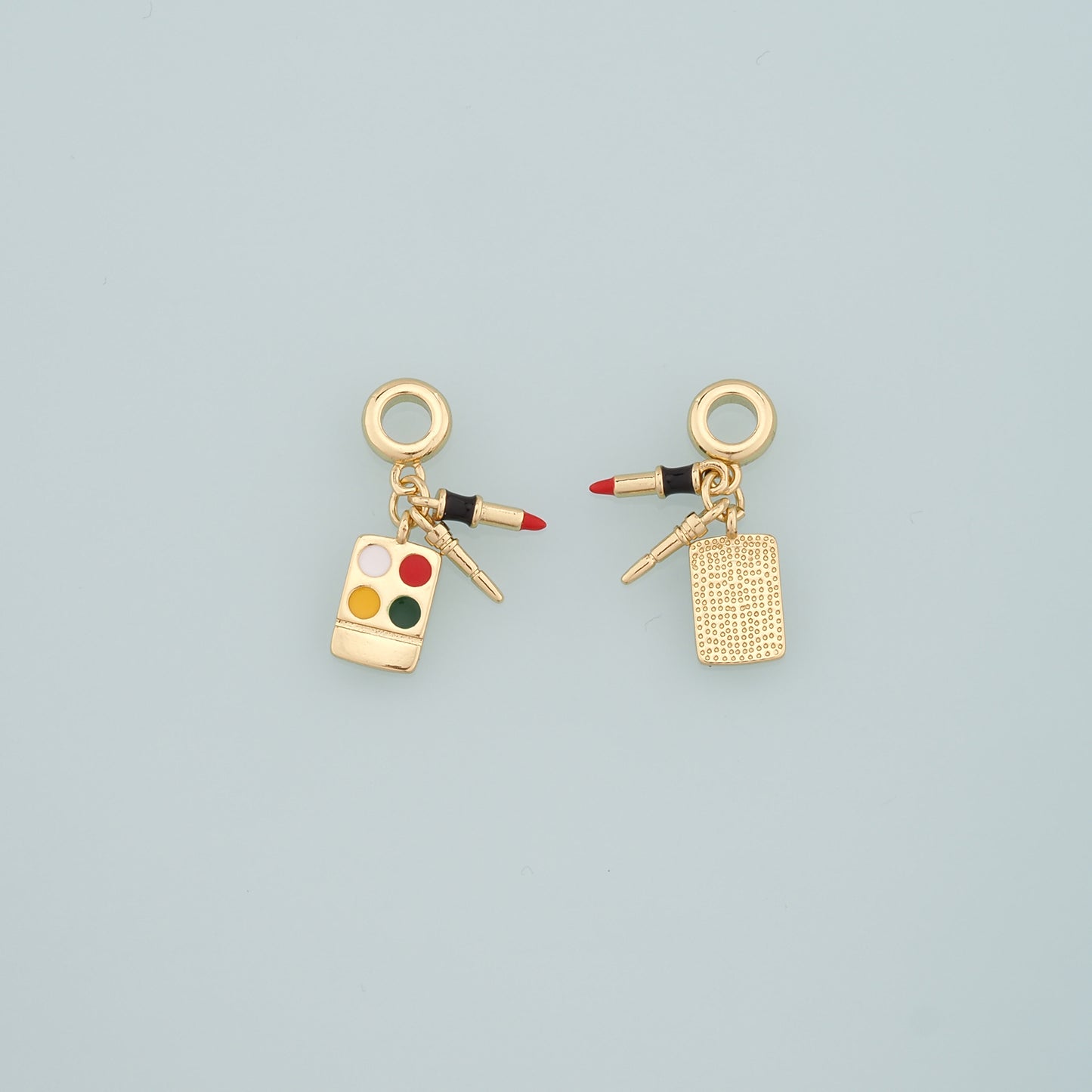 Gold Makeup Charms,18K Gold Filled Makeup Box Pendant,Enamel Lipstick Charm Bracelet Necklace for DIY Jewelry Making Supply