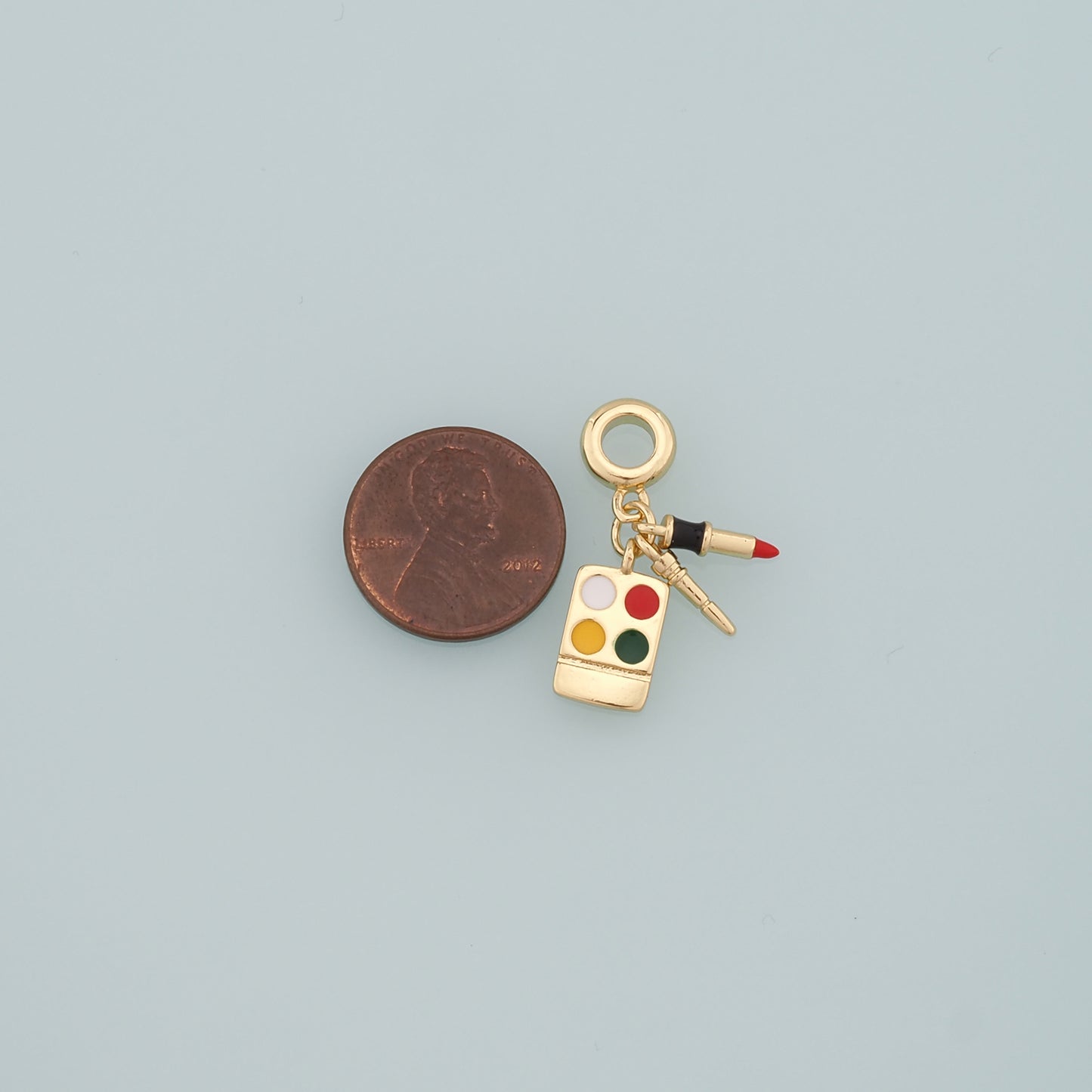 Gold Makeup Charms,18K Gold Filled Makeup Box Pendant,Enamel Lipstick Charm Bracelet Necklace for DIY Jewelry Making Supply