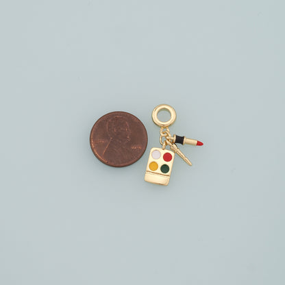 Gold Makeup Charms,18K Gold Filled Makeup Box Pendant,Enamel Lipstick Charm Bracelet Necklace for DIY Jewelry Making Supply