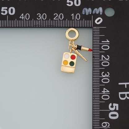 Gold Makeup Charms,18K Gold Filled Makeup Box Pendant,Enamel Lipstick Charm Bracelet Necklace for DIY Jewelry Making Supply