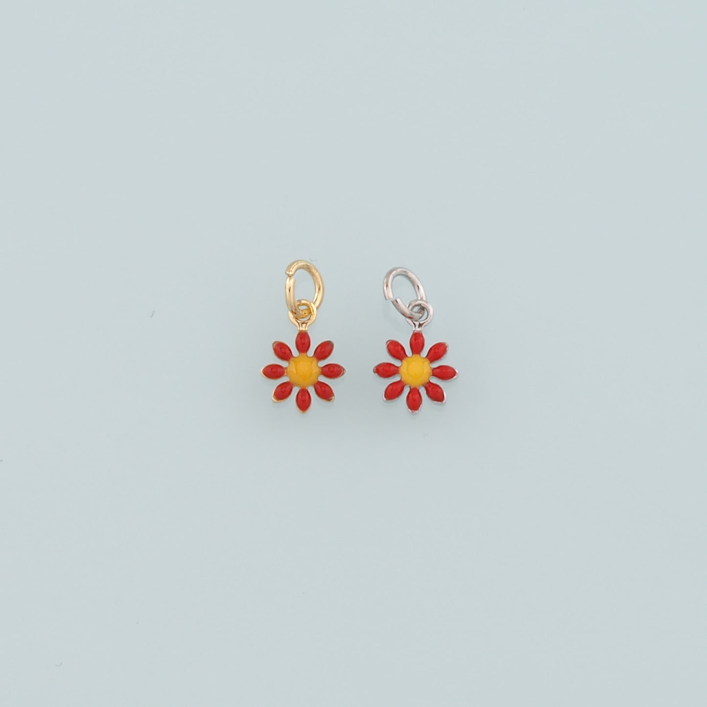 Gold Flower Charms,18K Gold Filled Flower Pendant,Enamel Flower Charm Bracelet Necklace for DIY Jewelry Making Supply