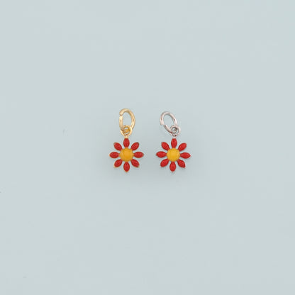 Gold Flower Charms,18K Gold Filled Flower Pendant,Enamel Flower Charm Bracelet Necklace for DIY Jewelry Making Supply