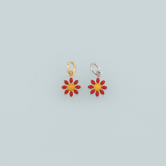 Gold Flower Charms,18K Gold Filled Flower Pendant,Enamel Flower Charm Bracelet Necklace for DIY Jewelry Making Supply